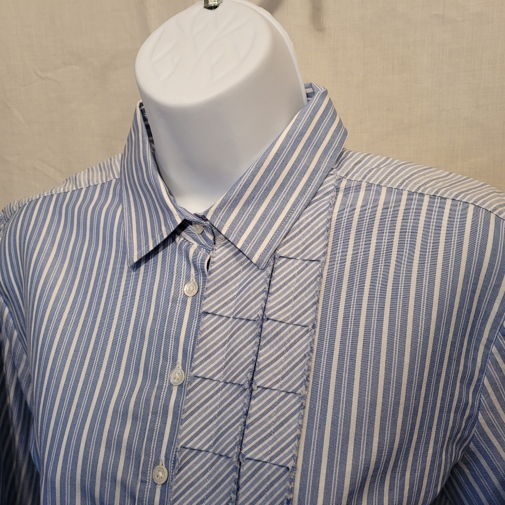 Alara Blue Striped Button Down Long Sleeve Shirt - Picture 5 of 12